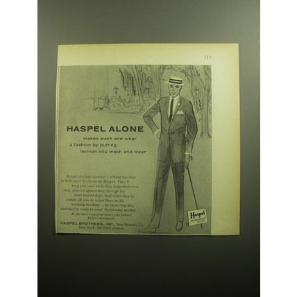 1958 Haspel Suits Advertisement - Haspel alone makes wash and wear a fashion