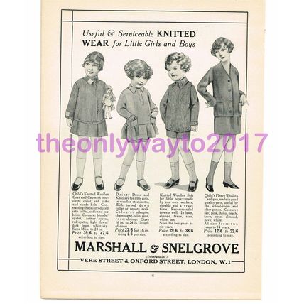 Marshall & Snelgrove Advert, Boys & Girls Knitted Wear, Book Illustration, 1926