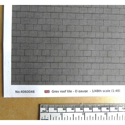 Papier tuile grise pour O gauge - échelle 1:48 - feuille A4 (297 x 210 mm)