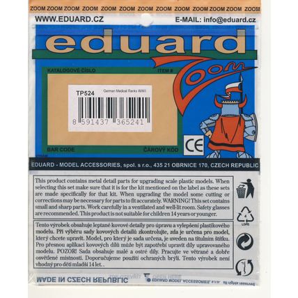 EDUARD 1/35 PHOTO ETCHED WWII GERMAN MEDICAL RANKS