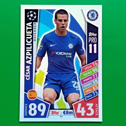 Match Attax CHAMPIONS LEAGUE 2017/2018 Cesar Azpilicueta Topps PRO 11 CARD #P7