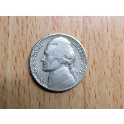 1951 USA 5 Cents Jefferson Nickel Coin