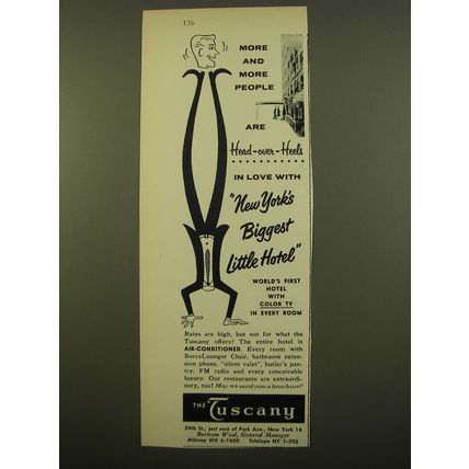 1961 The Tuscany Hotel Ad - More and more people are head-over-heels in love