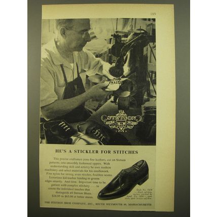 1961 Stetson Shoes Advertisement - He's a stickler for stitches