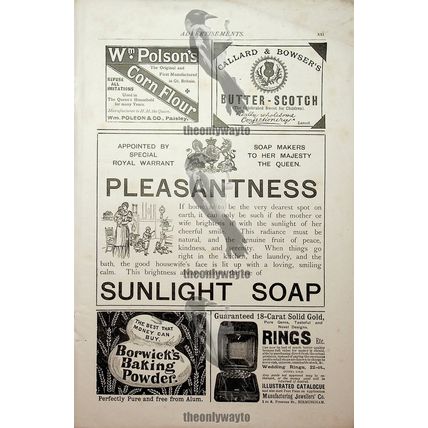 Pleasantness, Sunlight Soap, Victorian Advert, Book Illustration, 1893