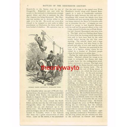 FEDERAL TROOPS DESTROYING TELEGRAPH, SHERMANS MARCH TO SEA, Illustration, 1905