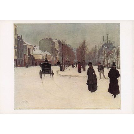 Norbert Goeneutte The Boulevard De Clichy Under Snow Painting Postcard