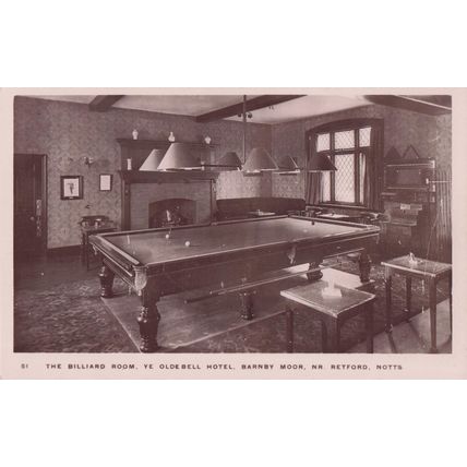 Billiard Room Ye Olde Bell Hotel Barnby Retford Notts Old Postcard