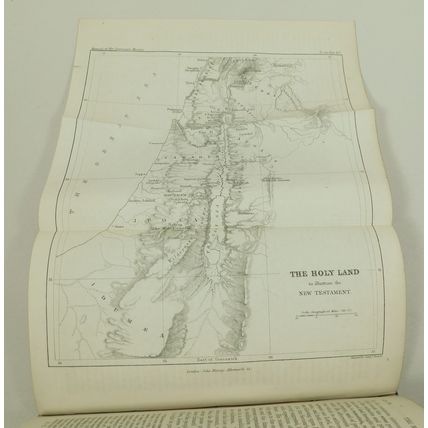 Antique New Testament History 1876 Victorian Vellum Bible Scripture Book Maps &c