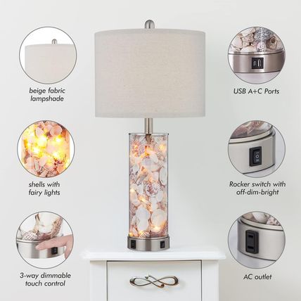 27.5" Modern Table Lamp for Living Room Set of 2,3 Way Dimmable Bedside Touch La