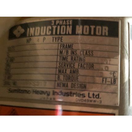 NEW SUMITOMO RNFM05-43L-AV-B-50 AC GEAR MOTOR,INDUCTION MOTOR TC-FV/FB-1B,1/2,DB