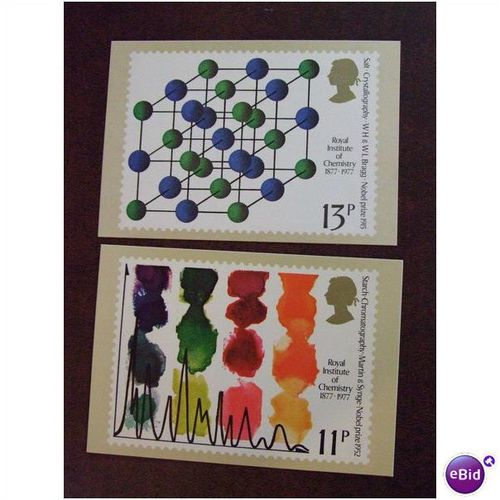 1977 GB Chemistry Centenary PHQ 21 mint set of 4 cards crystallography