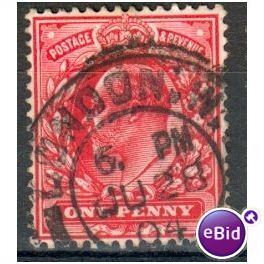 GB stamps 1902-10 KEV11 - 1d SG219 London 71