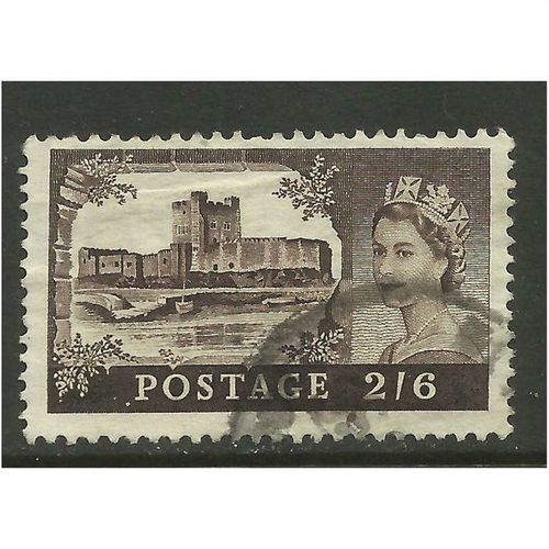 GB 1955 - 58 QE2 H/V 2/6d Brown Castle Wmk 165.(E638 )