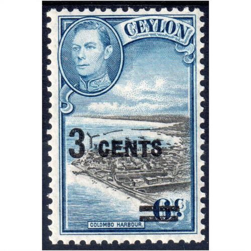 Sg398 3c on 6c black & blue un mounted mint (U101)