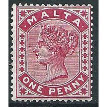 Malta 1890 SG22 1d Carmine Wmk Crown CA Mounted Mint ... .