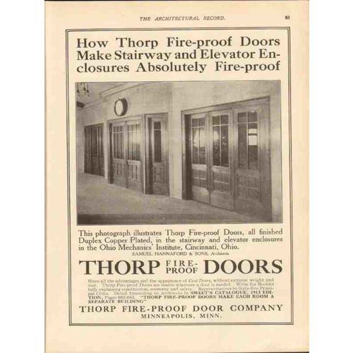thorp fire proof door company 1913 ohio mechanics inst vintage ad
