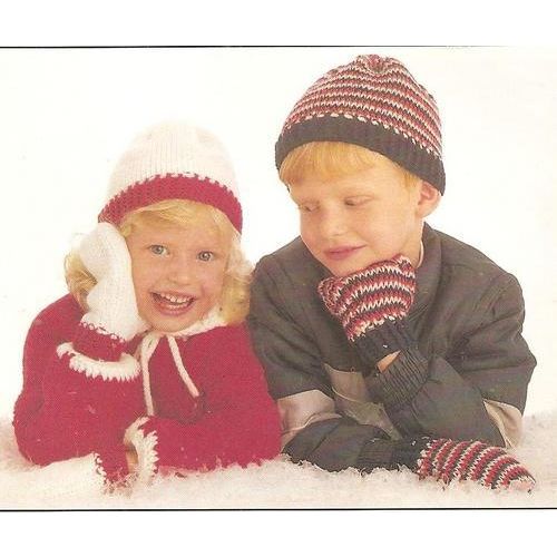 Knit Child's Pattern Toboggan Sets
