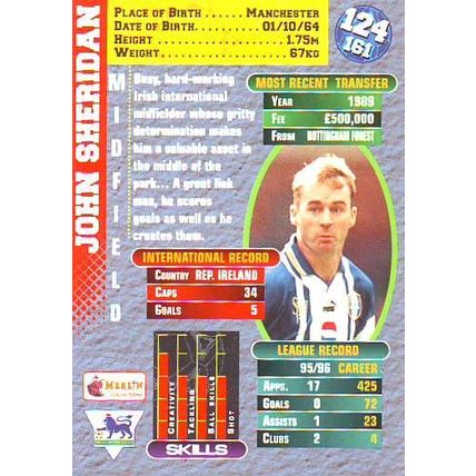 Merlin Premier Gold English Premier League 1996/97 John Sheridan