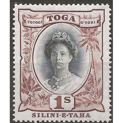Tonga 1942 SG80 1/- Black & Red-Brown Mounted Mint