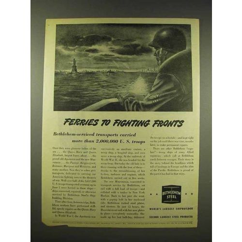1944 Bethlehem Steel Ad - Ferries to Fighting Fronts