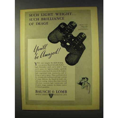 1947 Bausch & Lomb Binocular Ad - You'll Be Amazed