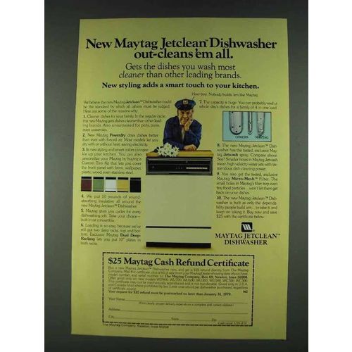1978 Maytag Jetclean Dishwasher Ad - Out-Cleans 'em All