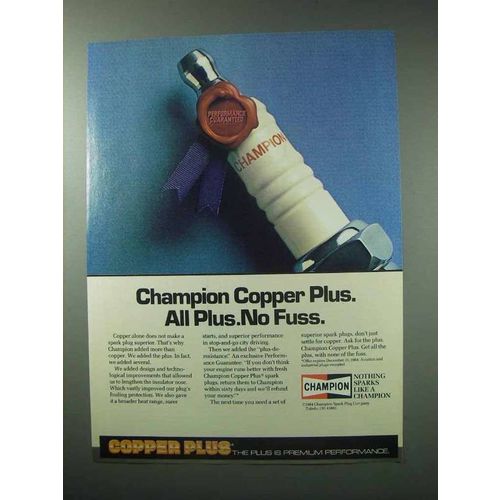 1984 Champion Copper Plus Spark Plugs Ad - No Fuss