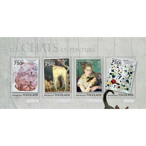 TOGO 2013 SHEET MNH GATOS ARTE PINTURAS CATS ART PAINTINGS PEINTURES CHATS 1