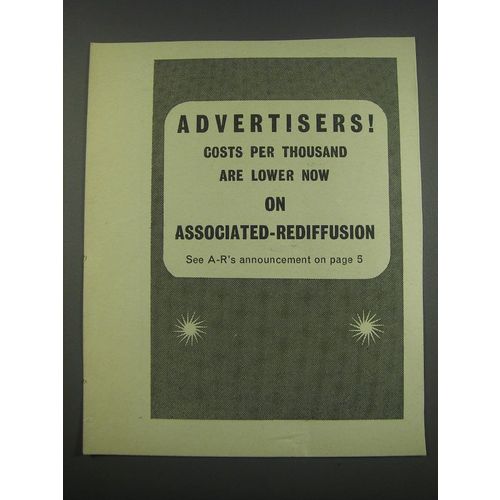 1957 Associated-Rediffusion TV Ad - Advertiseres! Costs per thousand are lower