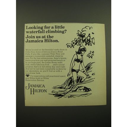 1968 Jamaica Hilton Hotel Ad - Looking for a little waterfall climbing?