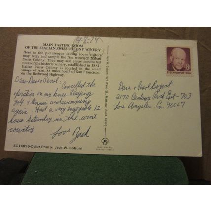 ITALIAN SWISS COLONY WINERY, ASTI, CALIFORNIA, USA used postcard 1974 pm =