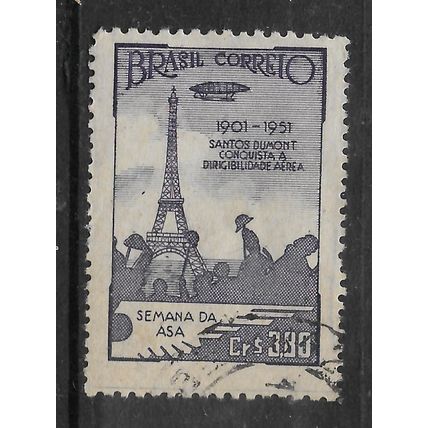 BRAZIL 1951 DUMONTS FLIGHT OVER PARIS 3CR.80 VIOLET SG 818 FINE USED