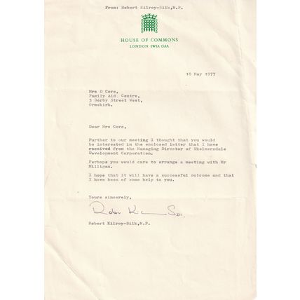 Robert Kilroy Silk MP TV Presenter House Of Commons Hand Signed Letter