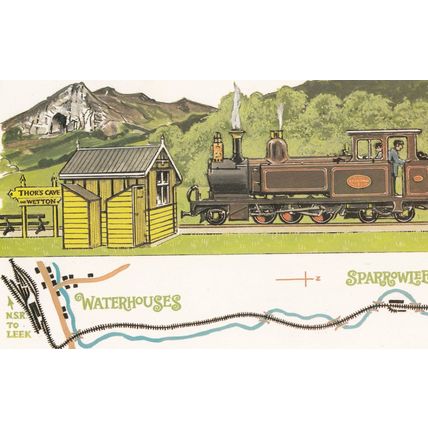 Leek & Manifold Valley Light Railway Train at Waterhouses Station Postcard
