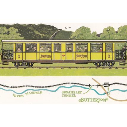 Leek & Manifold Valley Light Railway Train at Butterton Station Postcard