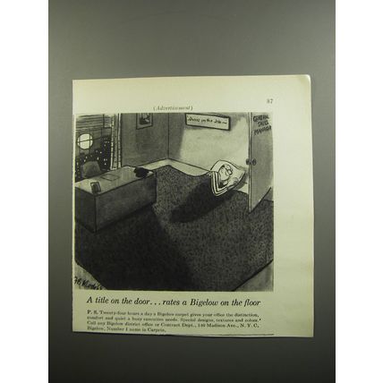 1955 Bigelow Carpets Ad - A title on the door.. rates a Bigelow on the floor