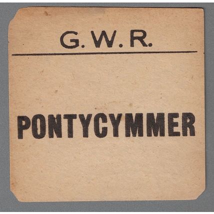 GREAT WESTERN RAILWAY LUGGAGE LABEL - PONTYCYMMER (Caps)