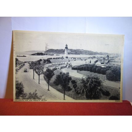 THE HOE AND DRAKE'S ISLAND, PLYMOUTH, DEVON used vintage postcard 1956 pm =