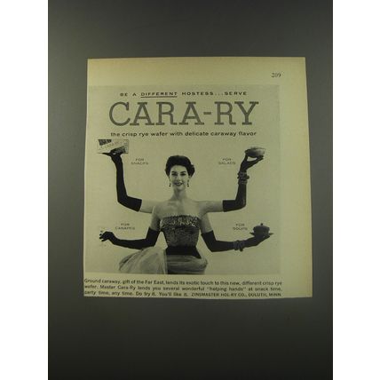 1956 Zinsmaster Hol-ry Cara-Ry Wafers Ad - Be a different hostess
