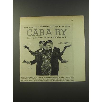 1956 Zinsmaster Hol-ry Cara-Ry Wafers Ad - Well Armed for Compliments