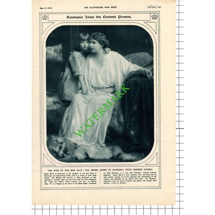 HM Marie Queen Of Roumania Princess Ileana .. 1916 Cutting / Print