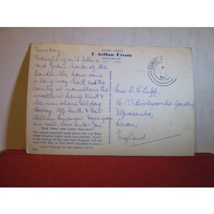 BLACK WATER, CONTIN, ROSS-SHIRE, used postcard by J. Arthur Dixon 1962 pm =