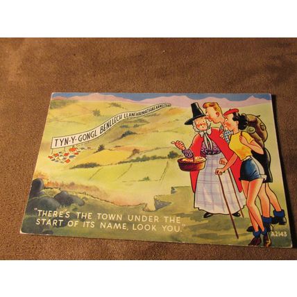 Valentines comic / humour Postcard - Welsh Town name issue - Wales