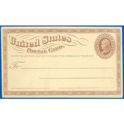 1873 Issued Postal Card #UX3, Mint, A Little Schmootz, Good Watermark, SCV $75!