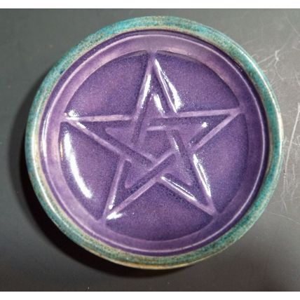 Pentagram, Unique 4.5" Purple Small Offering Bowl, From De Baun Fine Ceramics