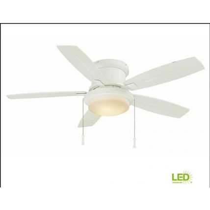 Hampton Bays "Roanoke" 48 in. LED Indoor/Outdoor Matte White Ceiling Fan