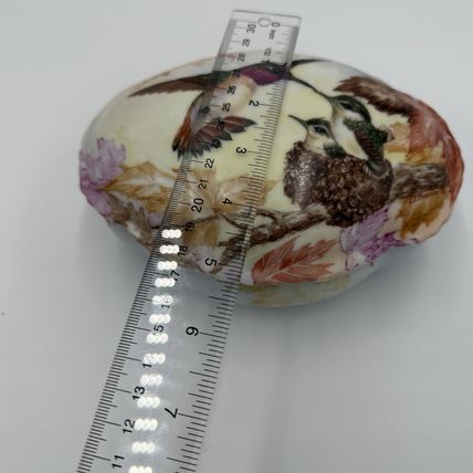Vintage L.J Pearson Porcelain Painted Art Hummingbird Nest Trinket Box