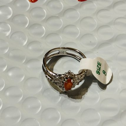 NIB Bomb Party Sz8 BP RBP6378 Coming In Hot LC Sunrise Orange Quartz Rhodium Pl