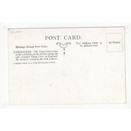 Robert Martin the Town Crier on Horse Ilfracombe Postcard Devon